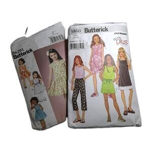 Mixed Sewing Pattern Buttrik Girls Dresses 6-8 ,7-14 Pre-owned